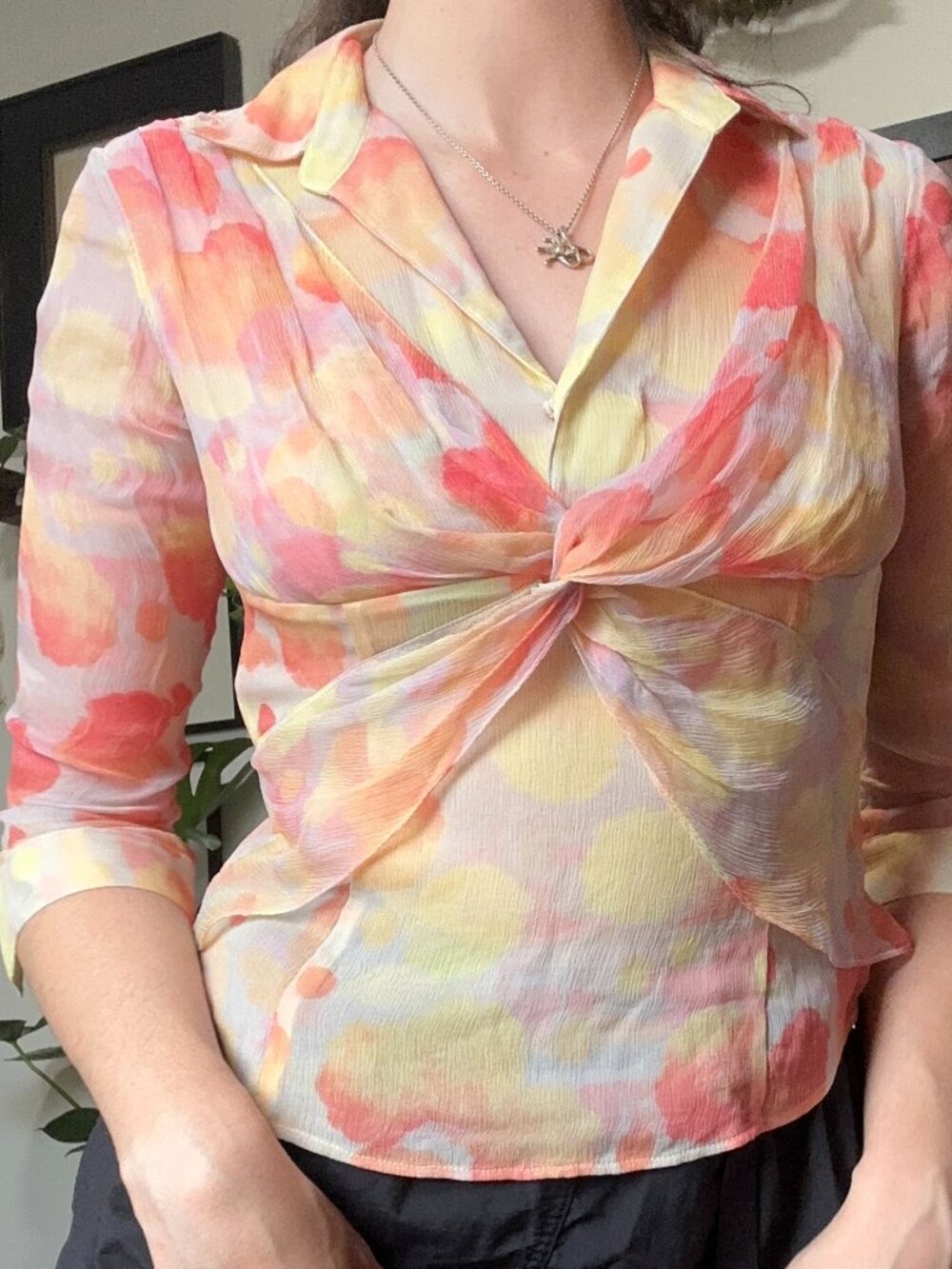 Leggiadro Silk blouse with pastel floral print